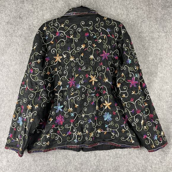 Don't Mess With Texas Embroidered Silk Jacket Womens XL Floral Western Artsy - Picture 11 of 16